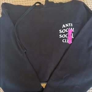 Anti Social Social Club Black Hoodie with Pink Detail